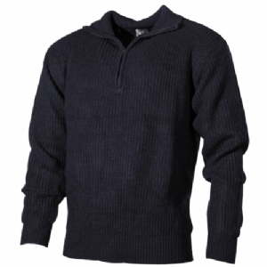 Maglione Militare Navy Blue con Zip - MFH