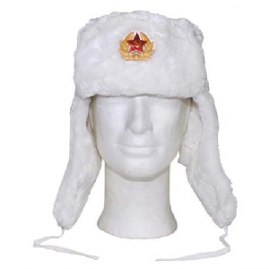 Cappello Militare Russo con Pelliccia Bianco