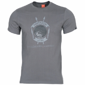 T-Shirt in Cotone Lakedaimon Warrior Wolf Grey - Pentagon
