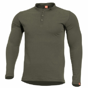 Maglia Henley in Cotone Filato Romeo OD Green - Pentagon