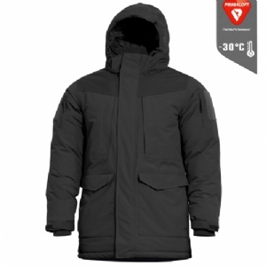 Parka H.C.P. -30°C con Cappuccio e Sacca di Compressione Nero - Pentagon