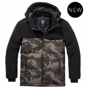 Giacca Trapuntata Jackson Teddyfleece Nero/Darkcamo - Brandit
