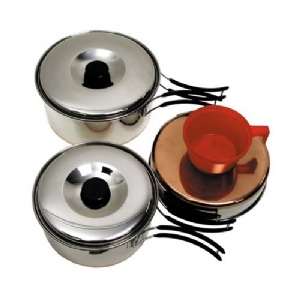 Kit da Cucina per Campeggio in Acciaio Inox per 2 Persone - MFH