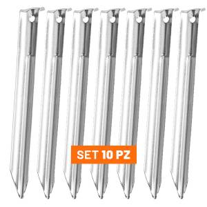 Picchetti Acciaio a V da Tenda con foro 30cm - Set da 10pz