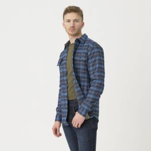 Camicia GreyMan in misto poliestere e nylon - Blue Stonework Plaid - Helikon-Tex