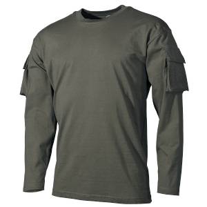 Maglietta US maniche lunghe tasche - OD Green - MFH