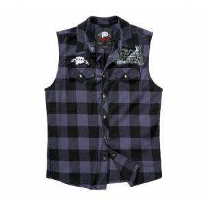 Camicia a quadri senza maniche Ozzy - Black/Grey checkered - Brandit