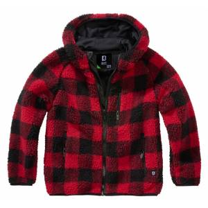 Giacca pile bambino Teddyfleece con cappuccio - Red/Black Checkered - Brandit