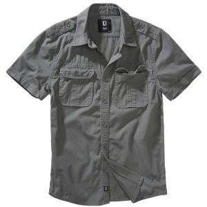 Camicia Vintage Manica Corta - Charcoal Grey - Brandit