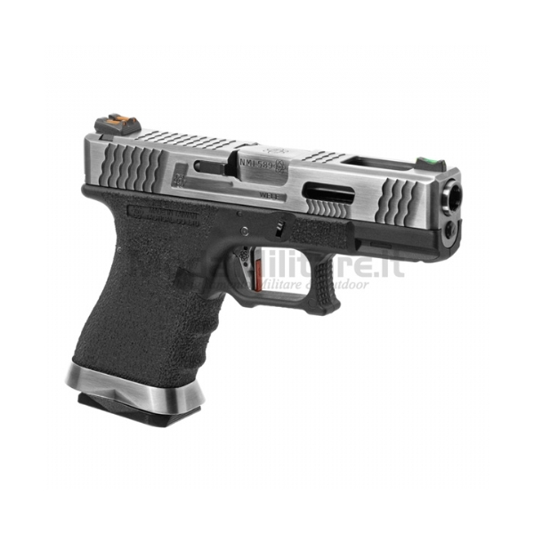 Pistola Softair a Gas G-Force 19 SV Silver Barrel Metal Version Nera - WE