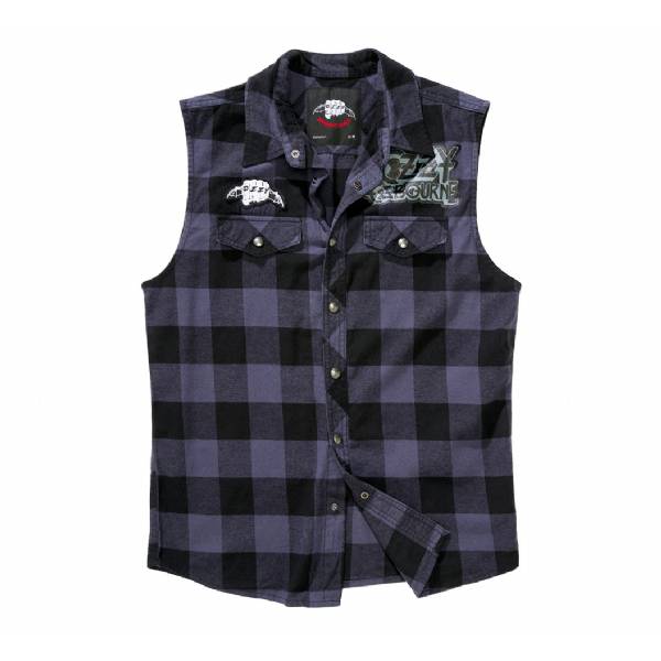 Camicia a quadri senza maniche Ozzy - Black/Grey checkered - Brandit