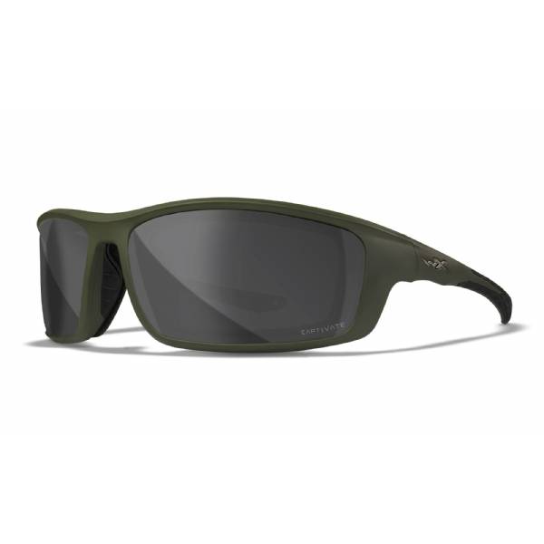Occhiali da sole WX Grid Polarized Grey Mirror Matte Utility Green Frame - Wiley X