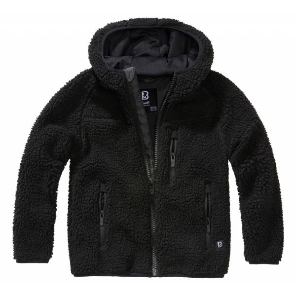 Giacca pile bambino Teddyfleece con cappuccio - Nero - Brandit