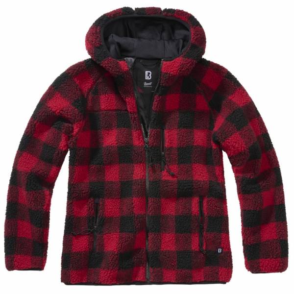 Giacca pile donna Teddyfleece con cappuccio - Red/Black Checkered - Brandit