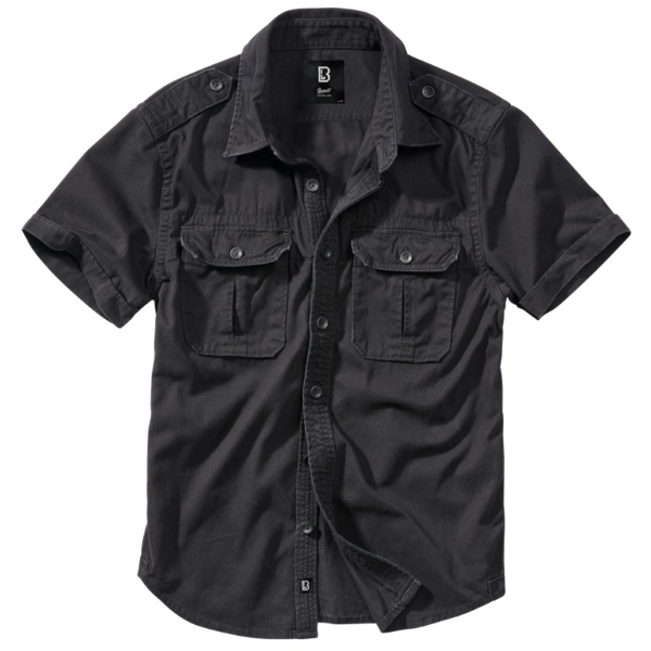 Camicia Vintage Manica Corta - Nero - Brandit
