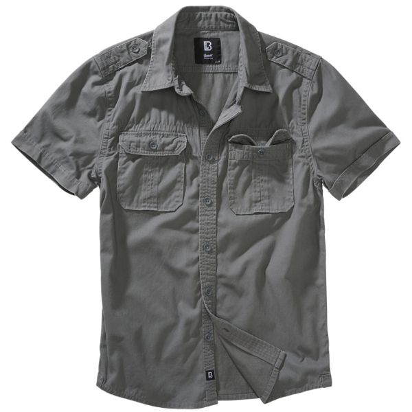 Camicia Vintage Manica Corta - Charcoal Grey - Brandit