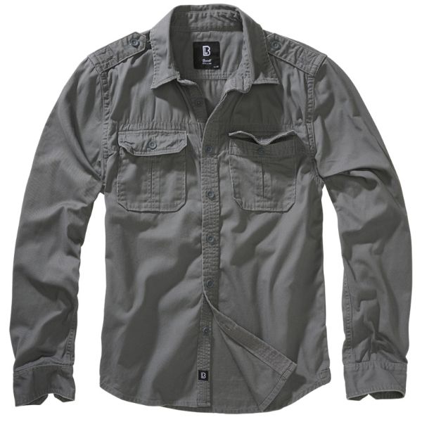 Camicia Vintage Manica Lunga - Charcoal Grey - Brandit