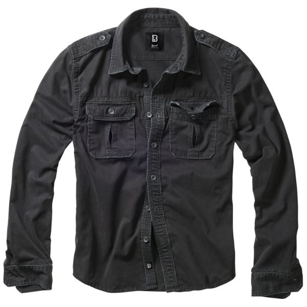 Camicia Vintage Manica Lunga - Nero - Brandit
