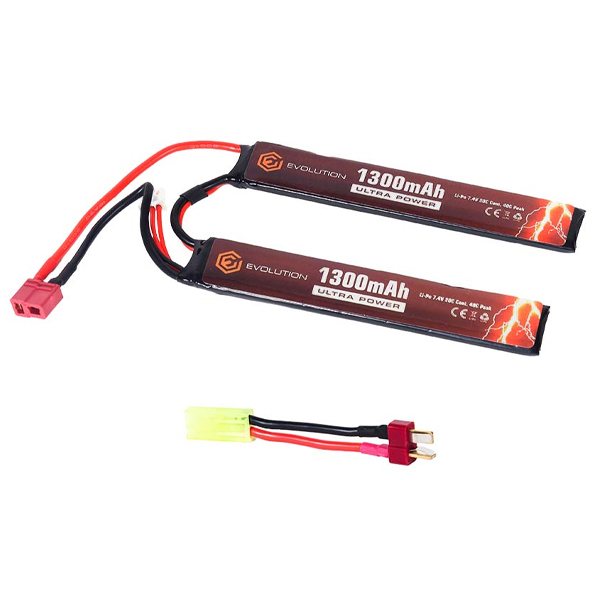 Batteria Doppia Li-Po 7,4V 1300mAh 20C-40C + Adattatore - Evolution