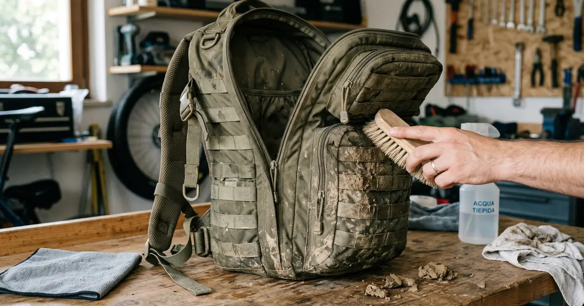 Come pulire uno zaino militare bagnato o pieno di fango